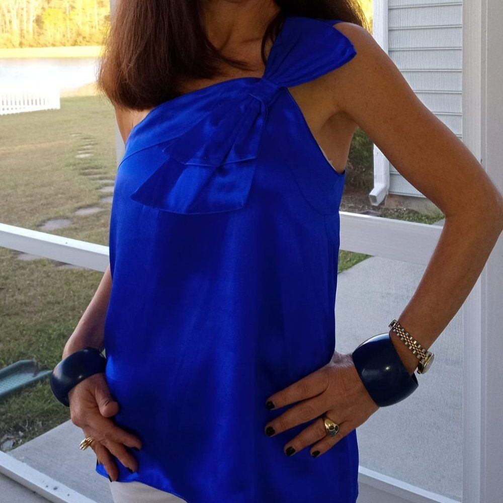 YUMI KIM Electric Blue Silk Bow Dress NWT 220 Sz XS